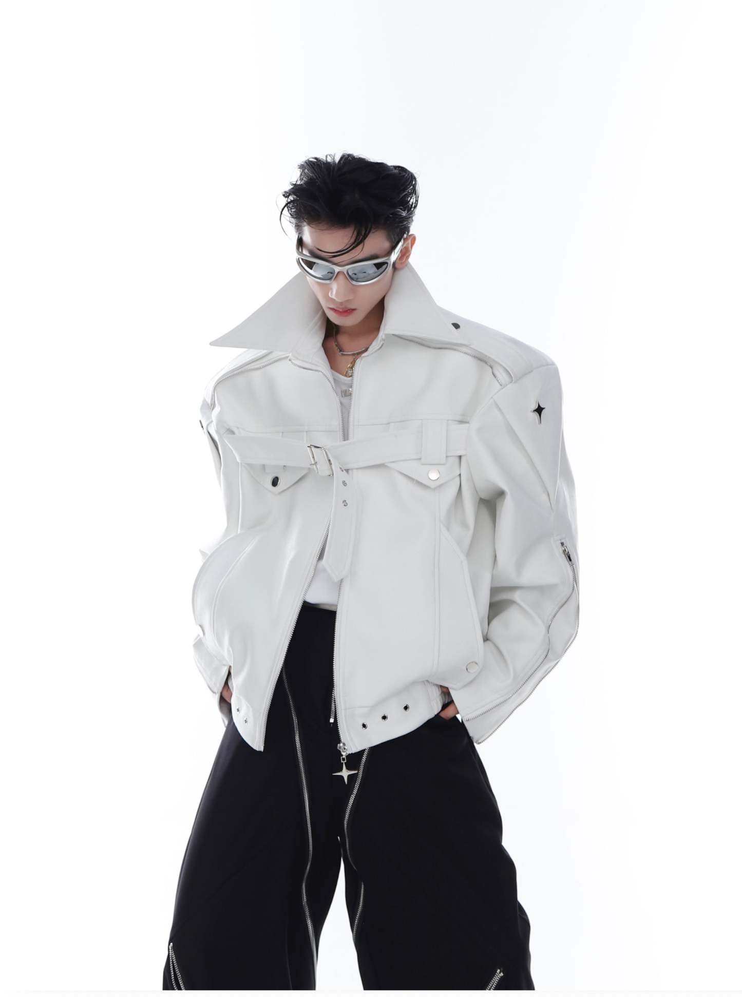 【23s Feb.】Button and Zip Leather Jacket-IYAMIUIO