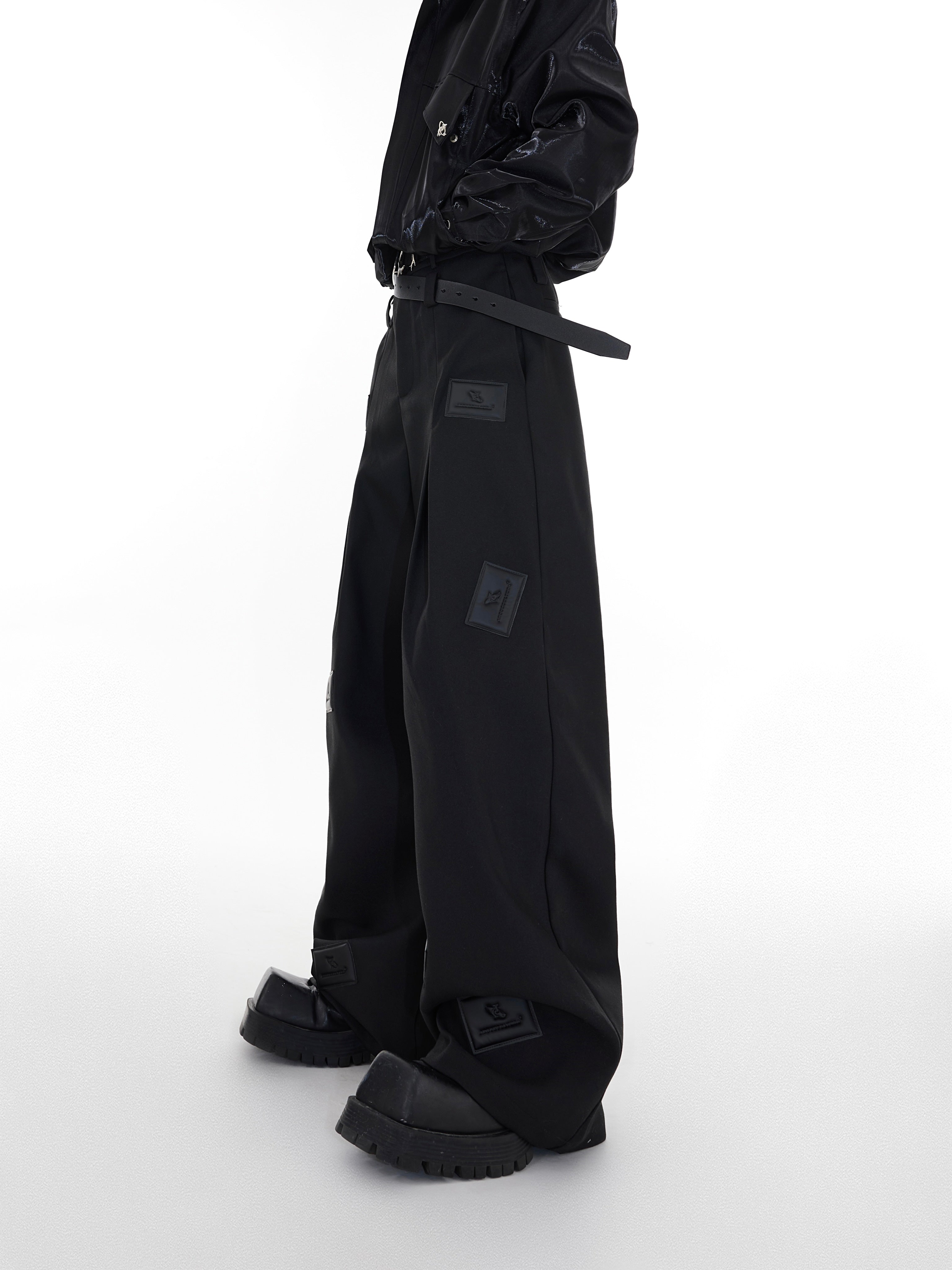 【23s August.】Label Graphic Drape Suit Pants-IYAMIUIO