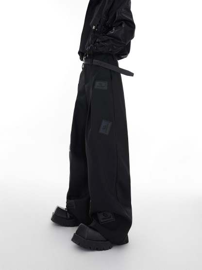 【23s August.】Label Graphic Drape Suit Pants-IYAMIUIO