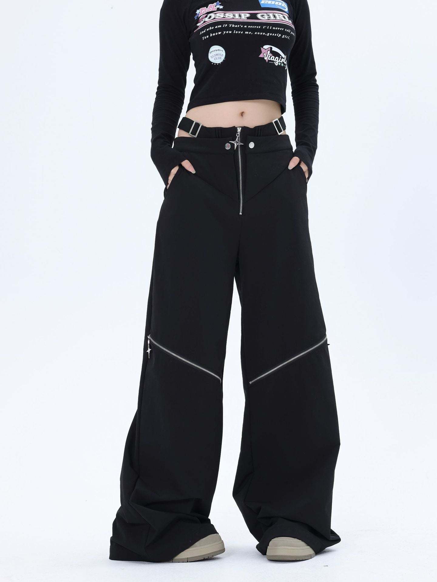 【23s October.】Hollow Zipper Design Trousers-IYAMIUIO