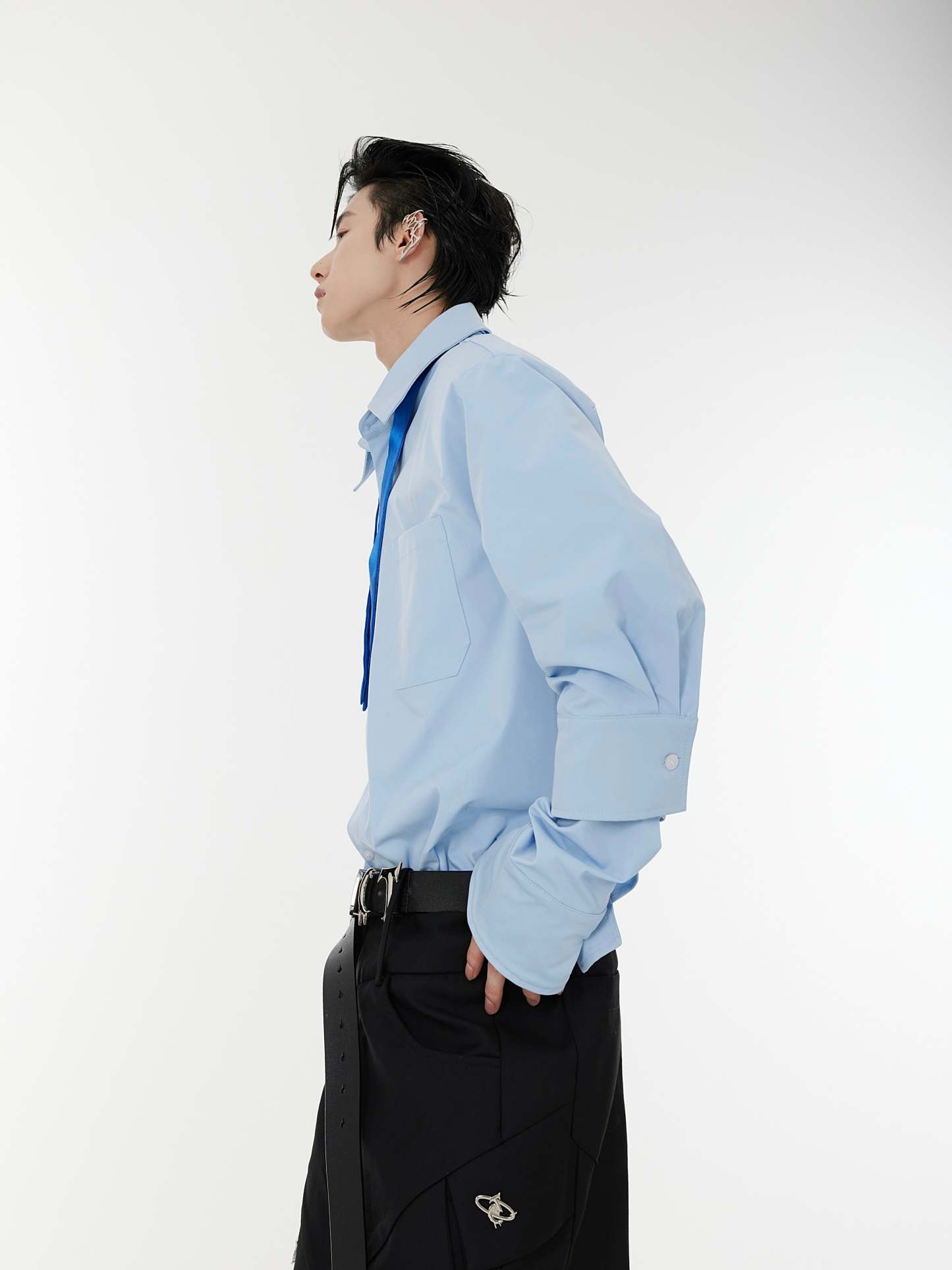 【23s August.】Double Cuff Shoulder Pads Shirt-IYAMIUIO