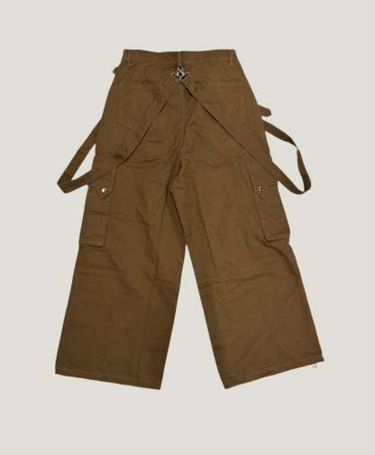 TAIGA STRAP PANTS (BROWN)-IYAMIUIO