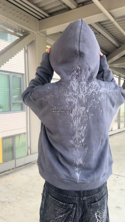 Embroidered  hoodie-IYAMIUIO