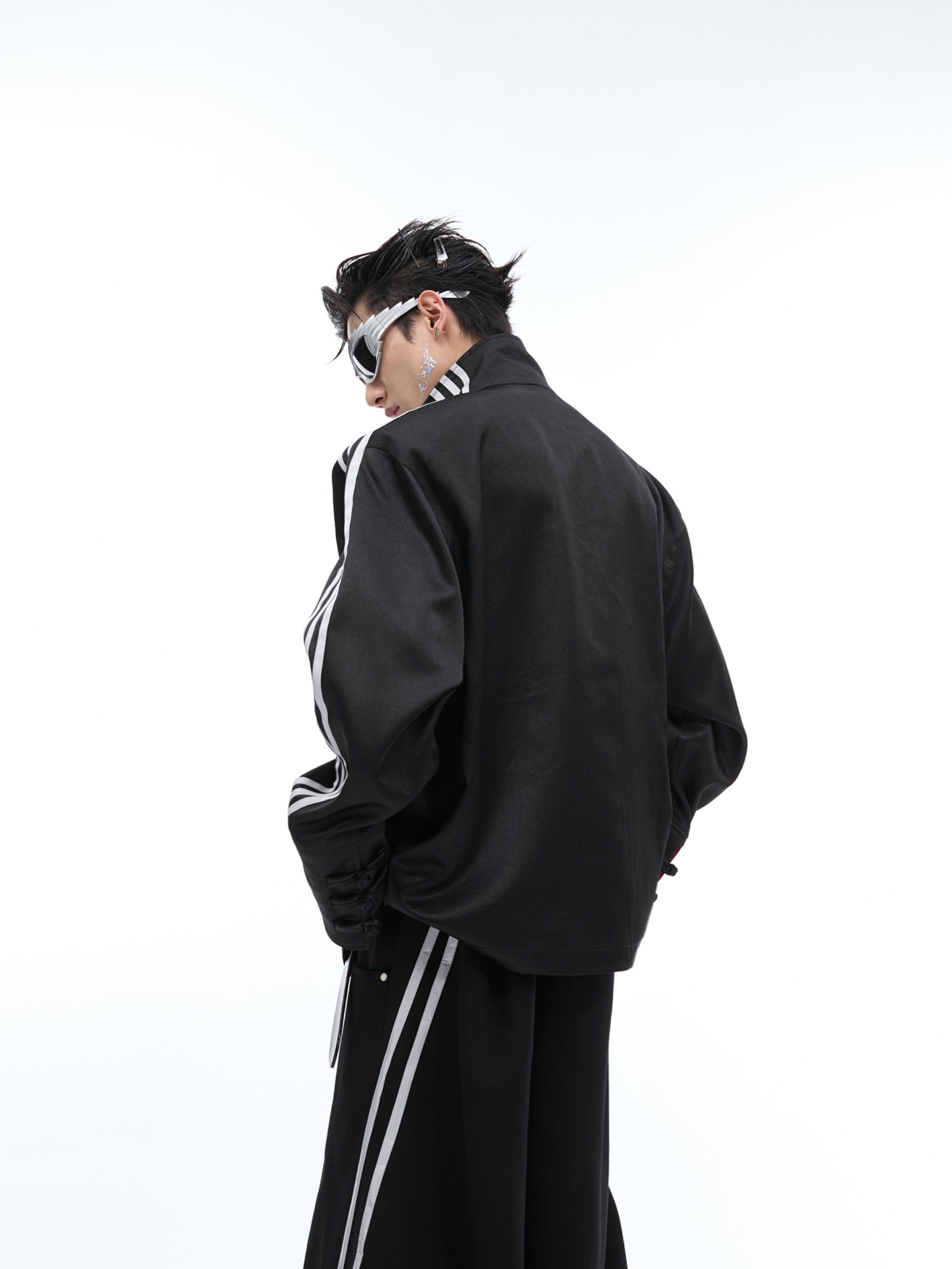 【24s May.】Stand-collar Disc-button Dragon-print Diamond-embellished Jacket-IYAMIUIO