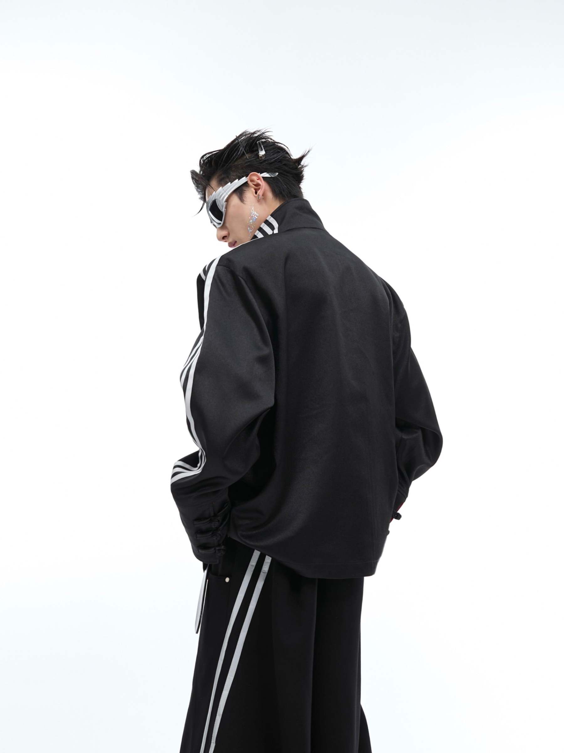 【24s May.】Stand-collar Disc-button Dragon-print Diamond-embellished Jacket-IYAMIUIO