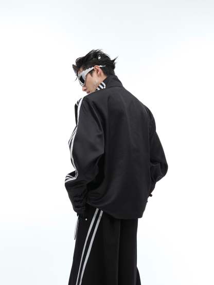 【24s May.】Stand-collar Disc-button Dragon-print Diamond-embellished Jacket-IYAMIUIO