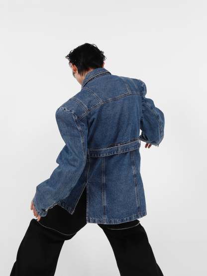 3D Deconstructed Denim Top-IYAMIUIO