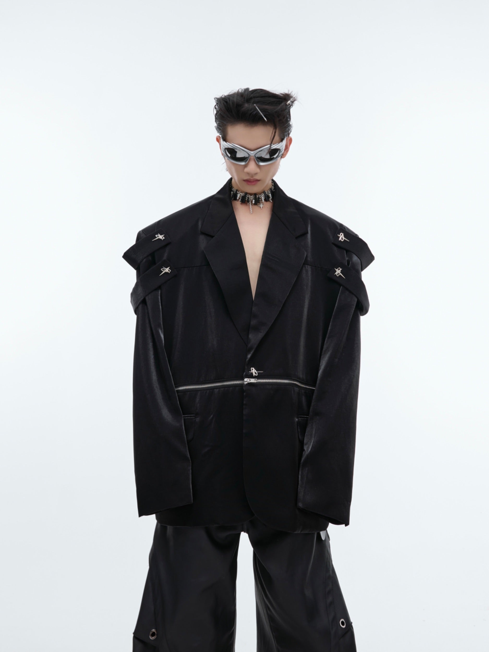 【24s Oct.】Liquid Glossy Outerwear Blazer-IYAMIUIO