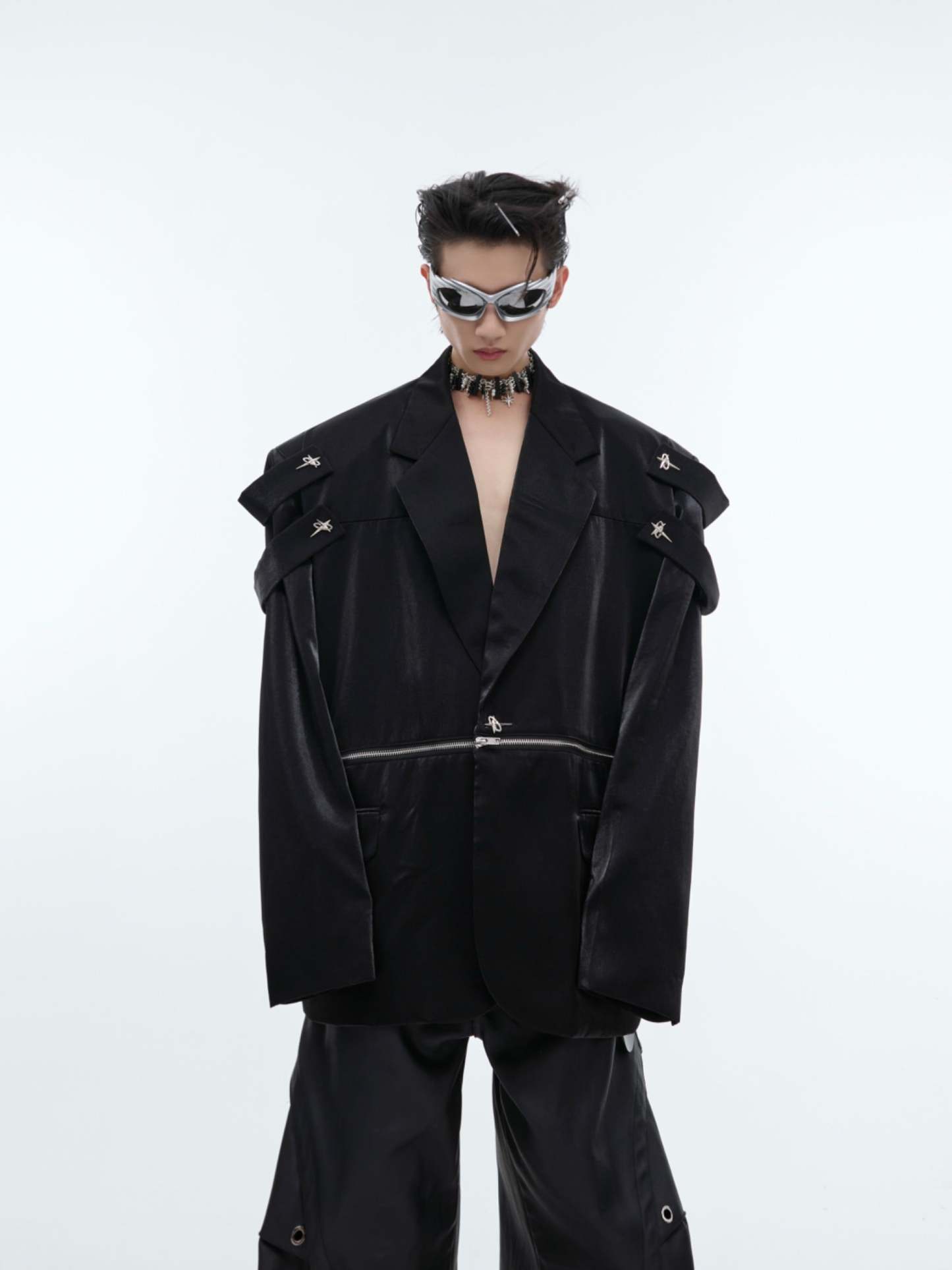 【24s Oct.】Liquid Glossy Outerwear Blazer-IYAMIUIO