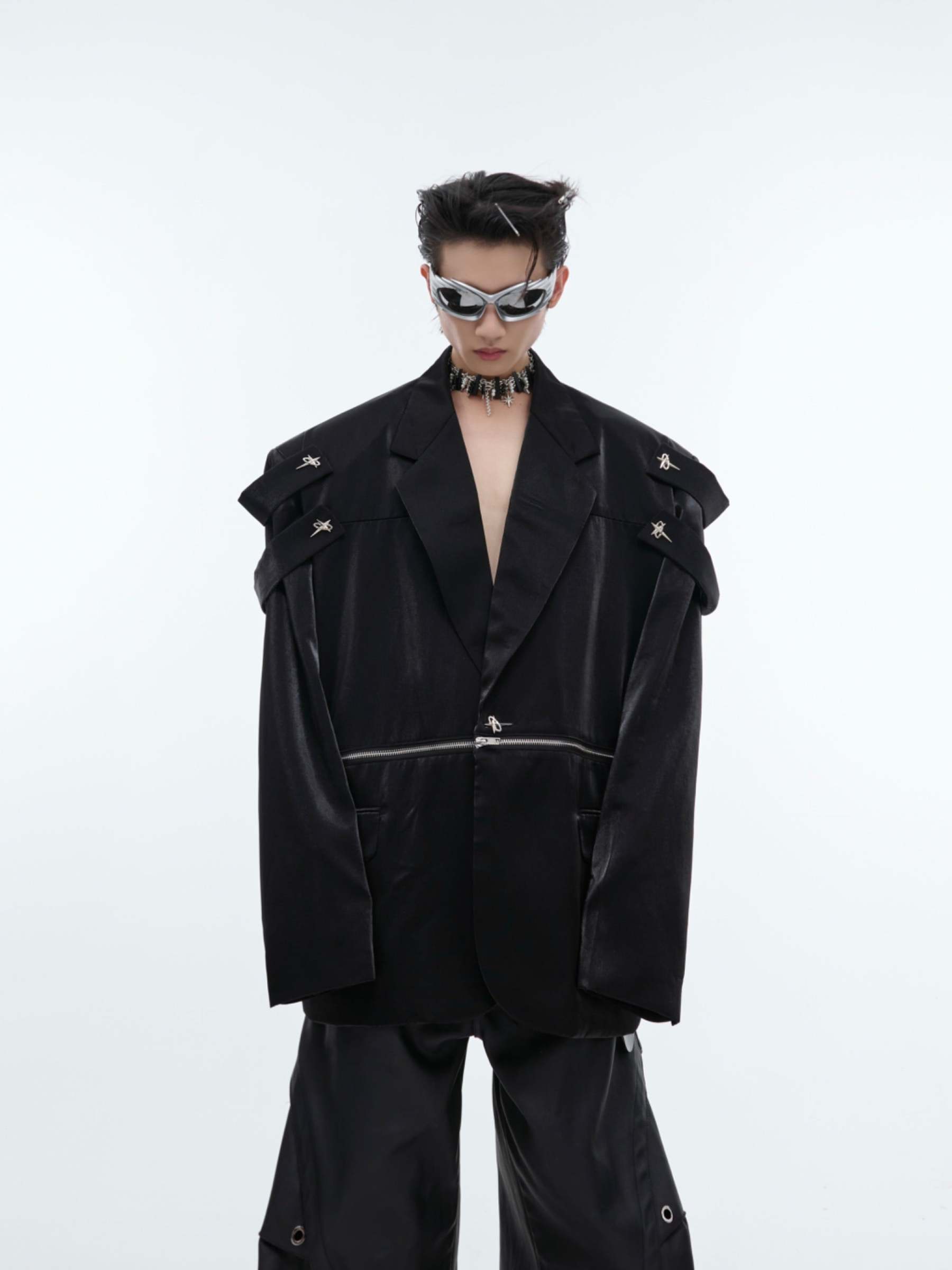 【24s Oct.】Liquid Glossy Outerwear Blazer-IYAMIUIO