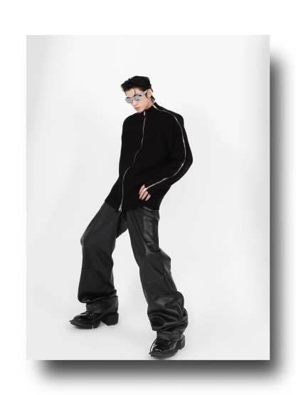 Stitching Sweater-IYAMIUIO