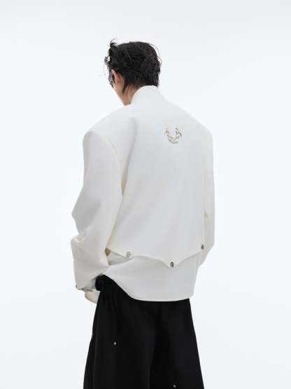 【24s Oct.】Niche Deconstructed Glittery Metal Buckle Suit Jacket-IYAMIUIO