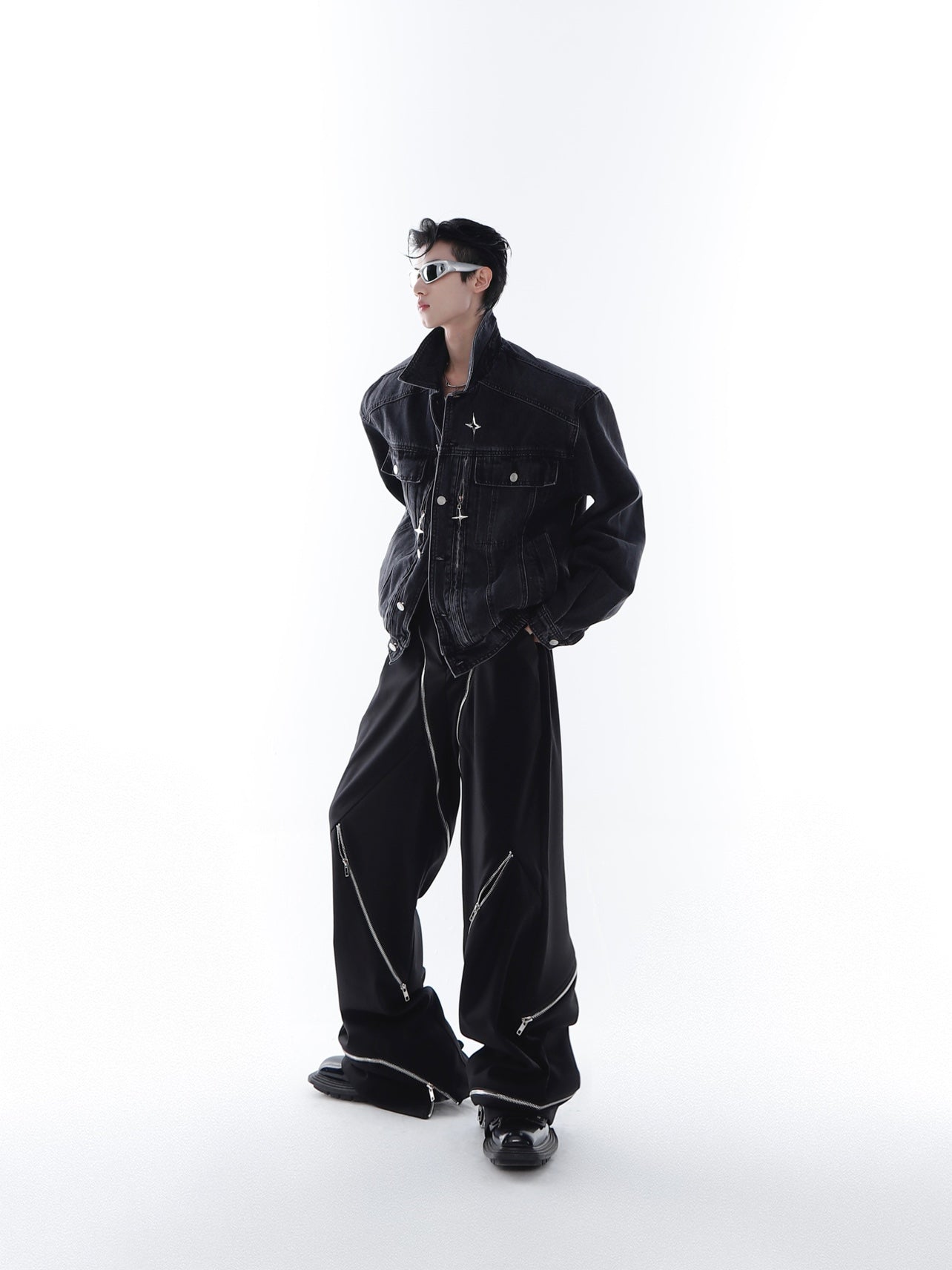 【23s Feb.】High Shoulder Cropped Denim Jacket-IYAMIUIO