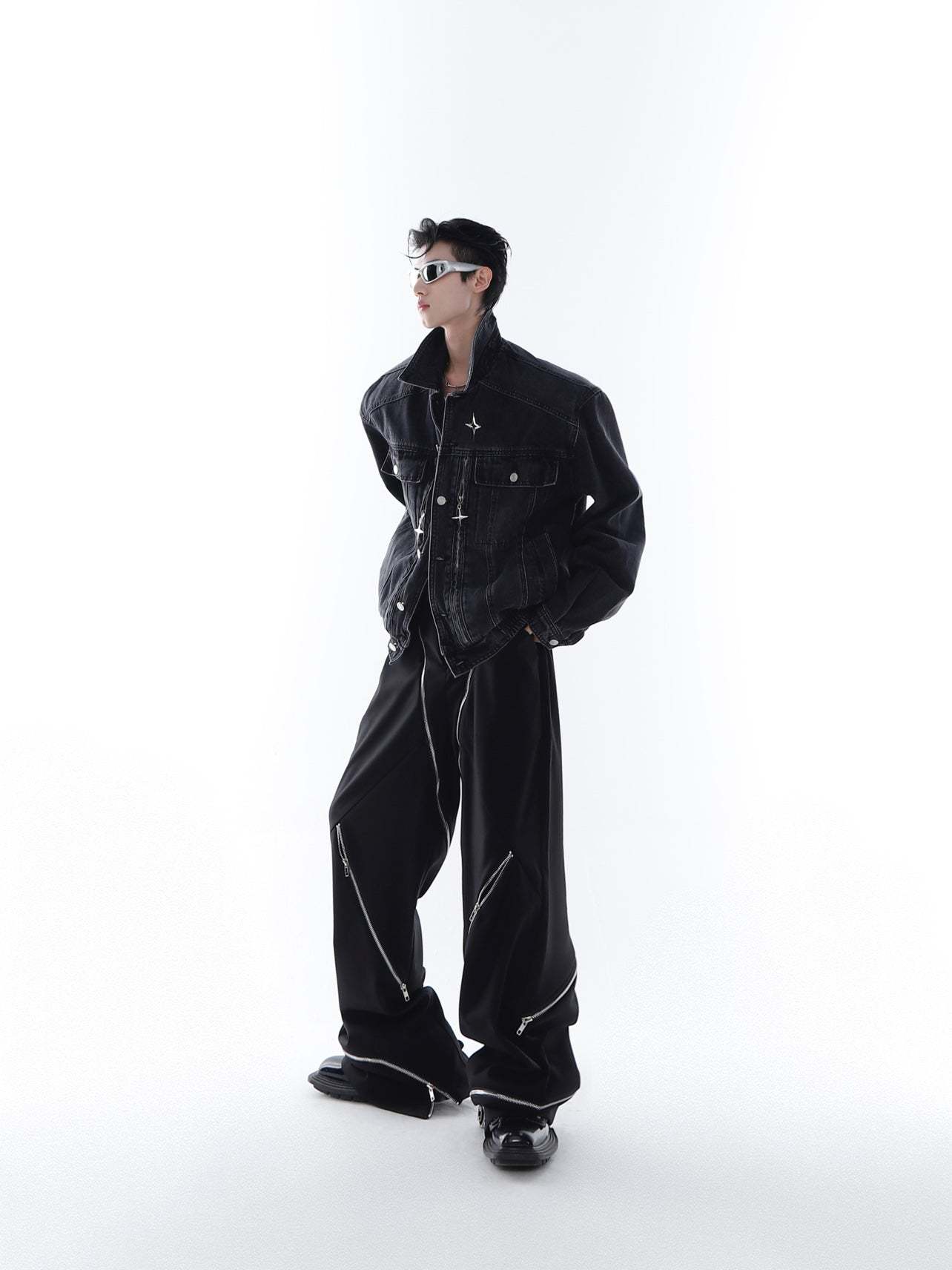 【23s Feb.】High Shoulder Cropped Denim Jacket-IYAMIUIO