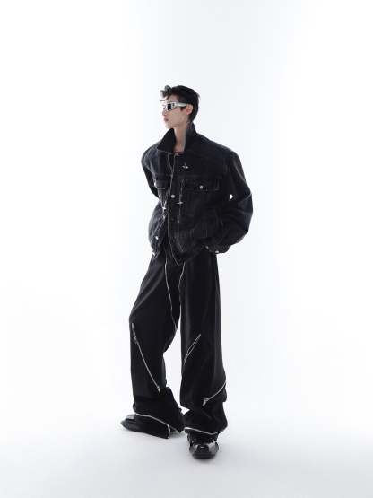 【23s Feb.】High Shoulder Cropped Denim Jacket-IYAMIUIO