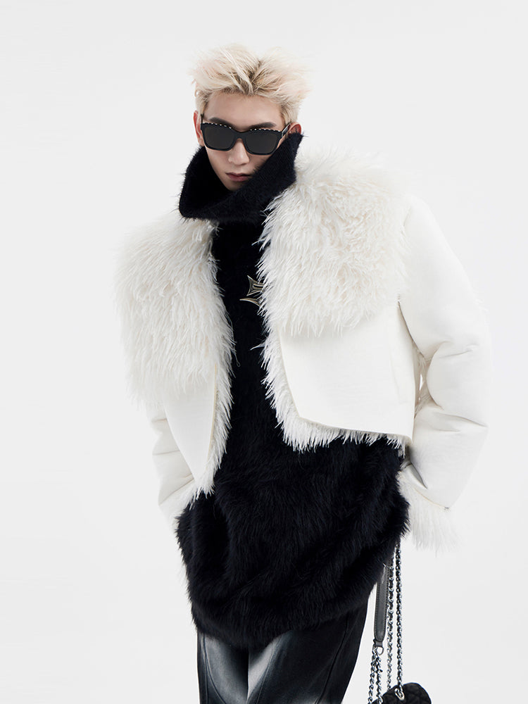 【24s January.】High Street Large Collar Short Plush Jacket-IYAMIUIO