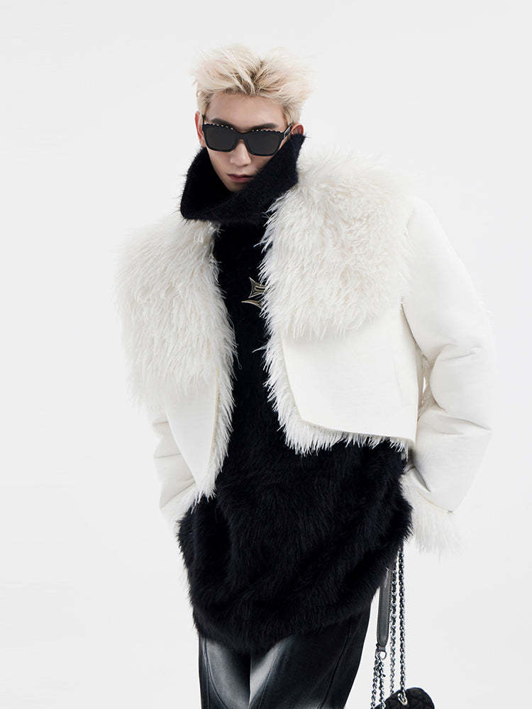 【24s January.】High Street Large Collar Short Plush Jacket-IYAMIUIO