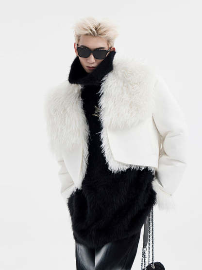 【24s January.】High Street Large Collar Short Plush Jacket-IYAMIUIO