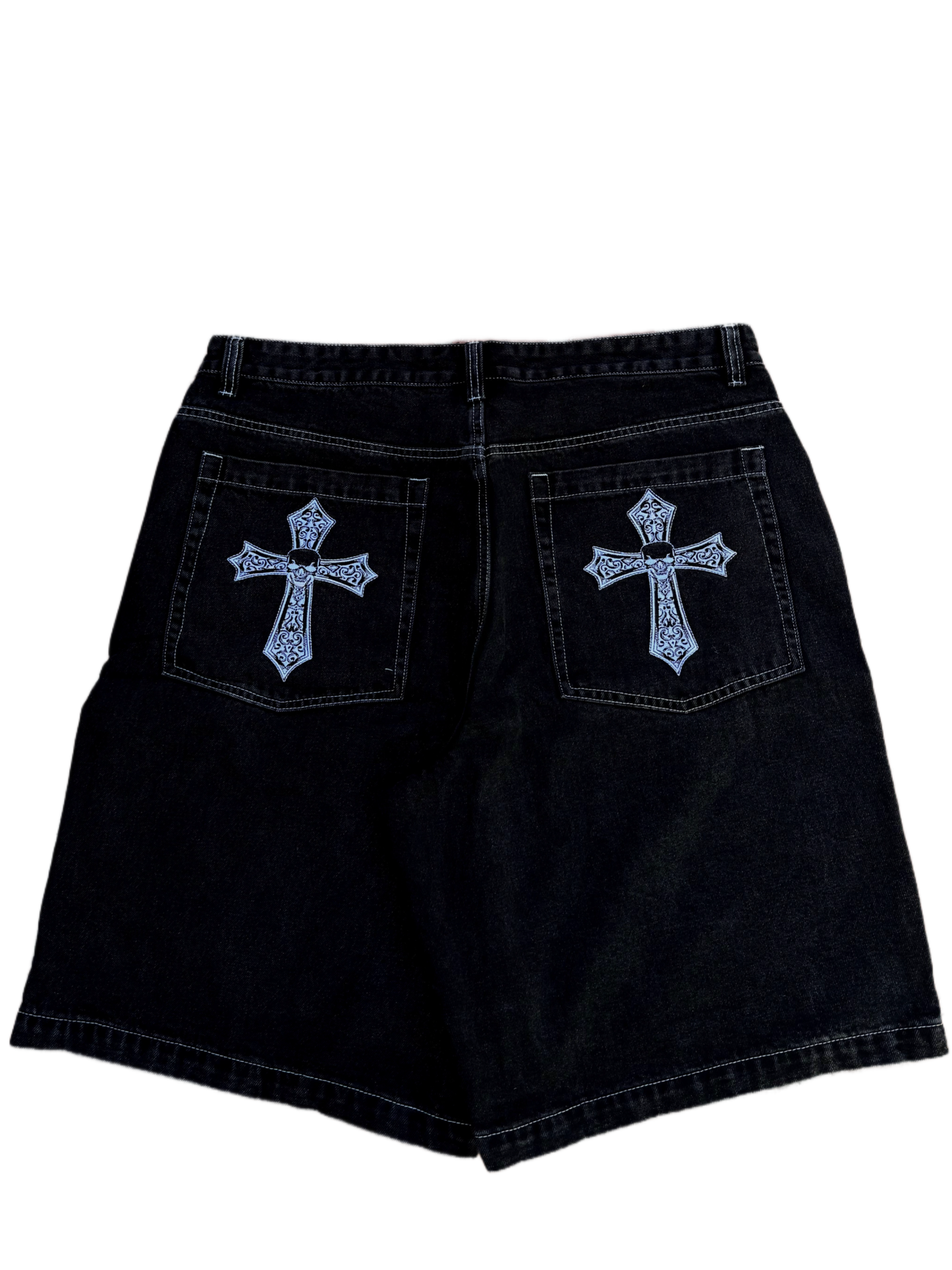 Black Skull Cross Jorts-IYAMIUIO