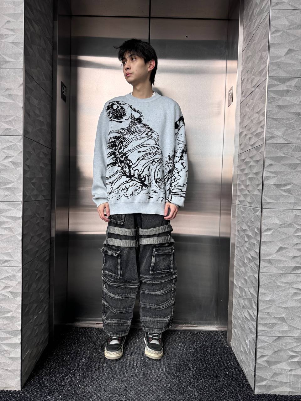 "Rumbling" Knit Gray-IYAMIUIO