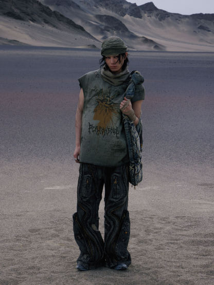 Personsoul Dirty Ripped Denim Baggy Jeans-IYAMIUIO