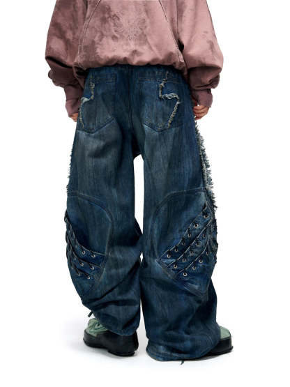 Personsoul Armor Structured Raw Edge Jeans-IYAMIUIO