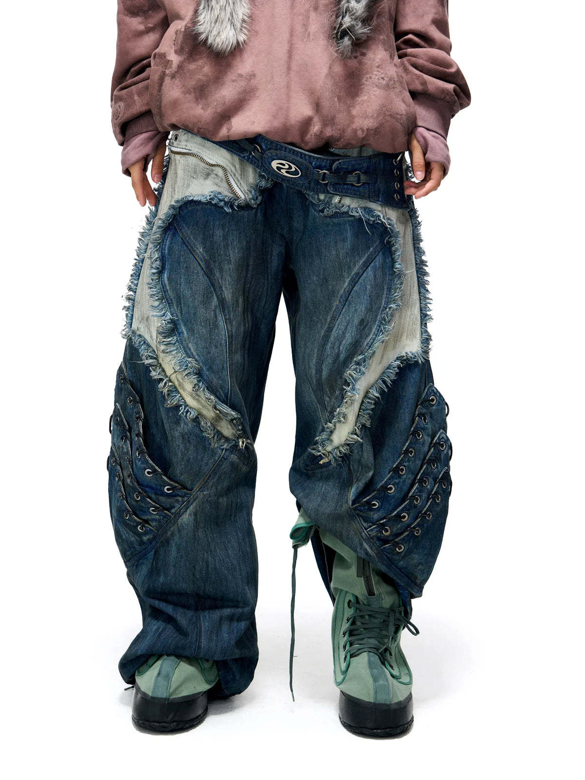 Personsoul Armor Structured Raw Edge Jeans-IYAMIUIO