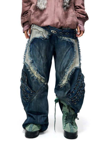 Personsoul Armor Structured Raw Edge Jeans-IYAMIUIO