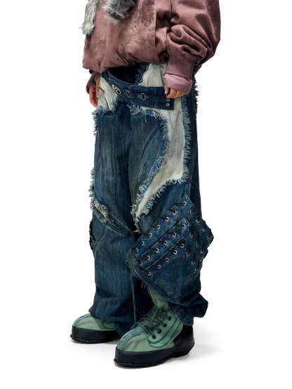 Personsoul Armor Structured Raw Edge Jeans-IYAMIUIO