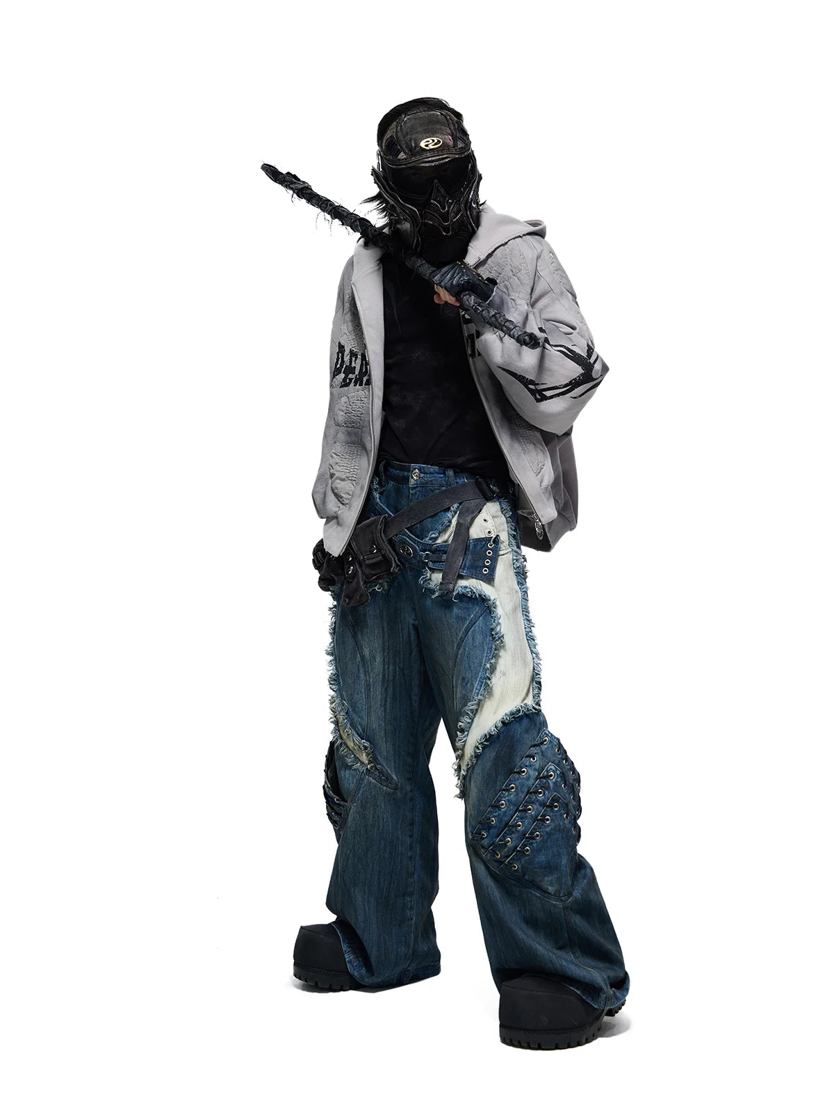 Personsoul Armor Structured Raw Edge Jeans-IYAMIUIO