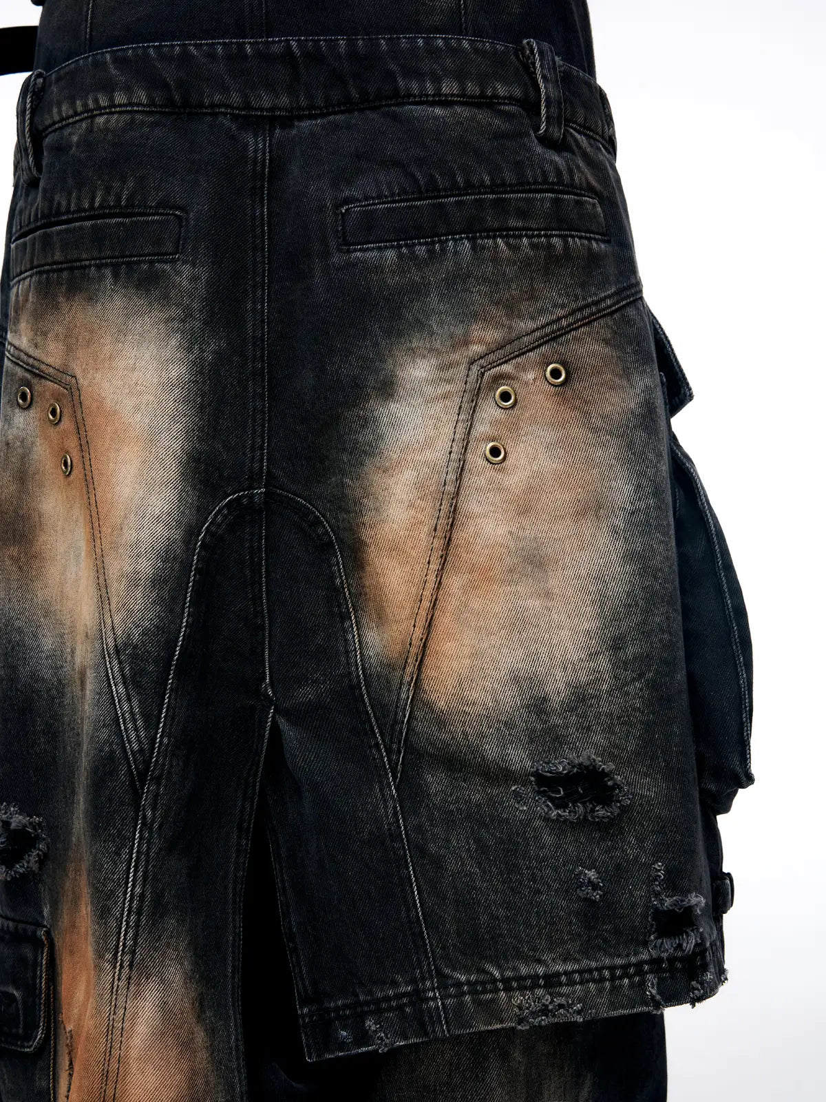 Personsoul Armor Faux Skirt Mud Dye Cargo Pants-IYAMIUIO