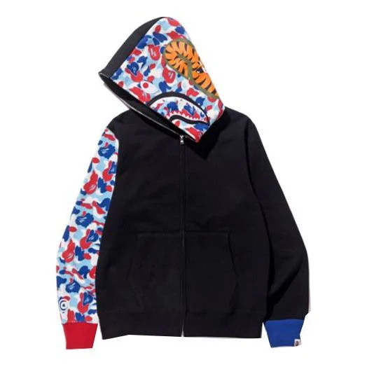 A Bathing Ape Shark Camo Paris Limited Full Zip Hoodie 'Black' 001ZPD701034X