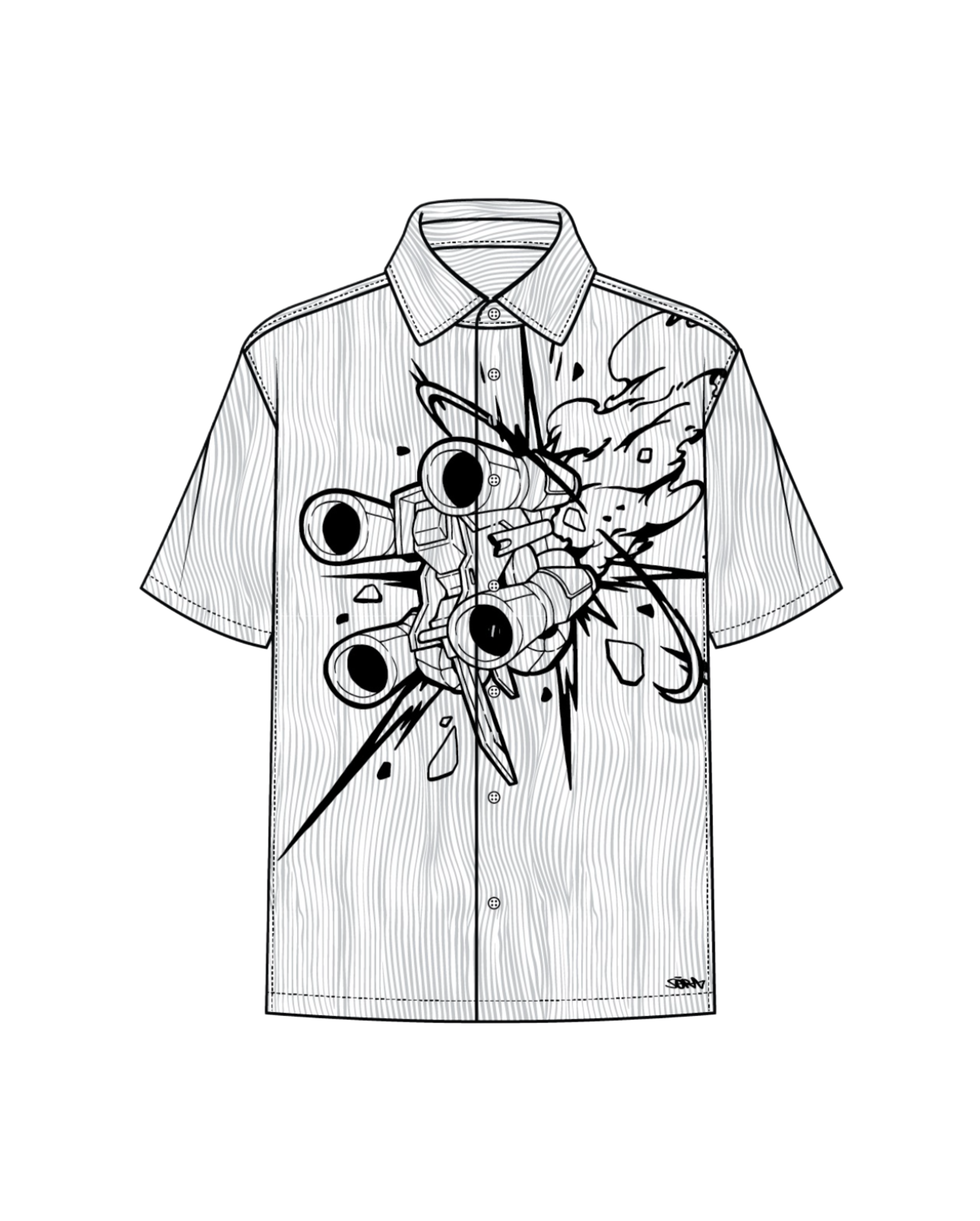 "Spaceship" Button Up-IYAMIUIO