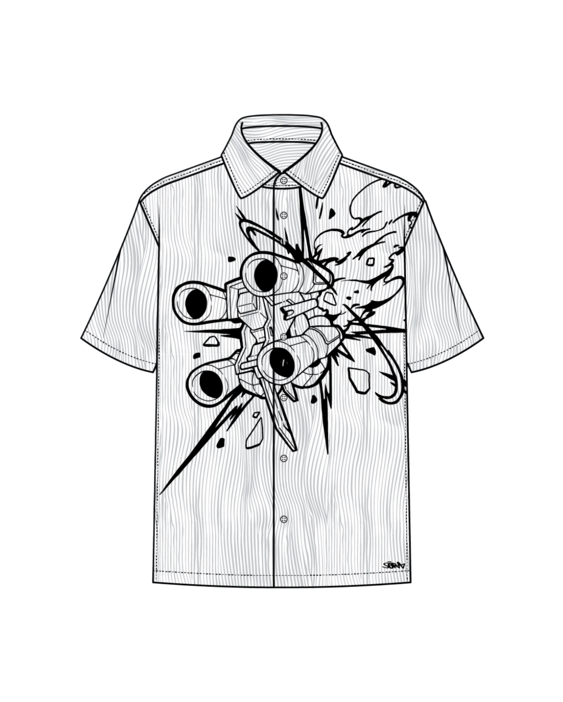 "Spaceship" Button Up-IYAMIUIO