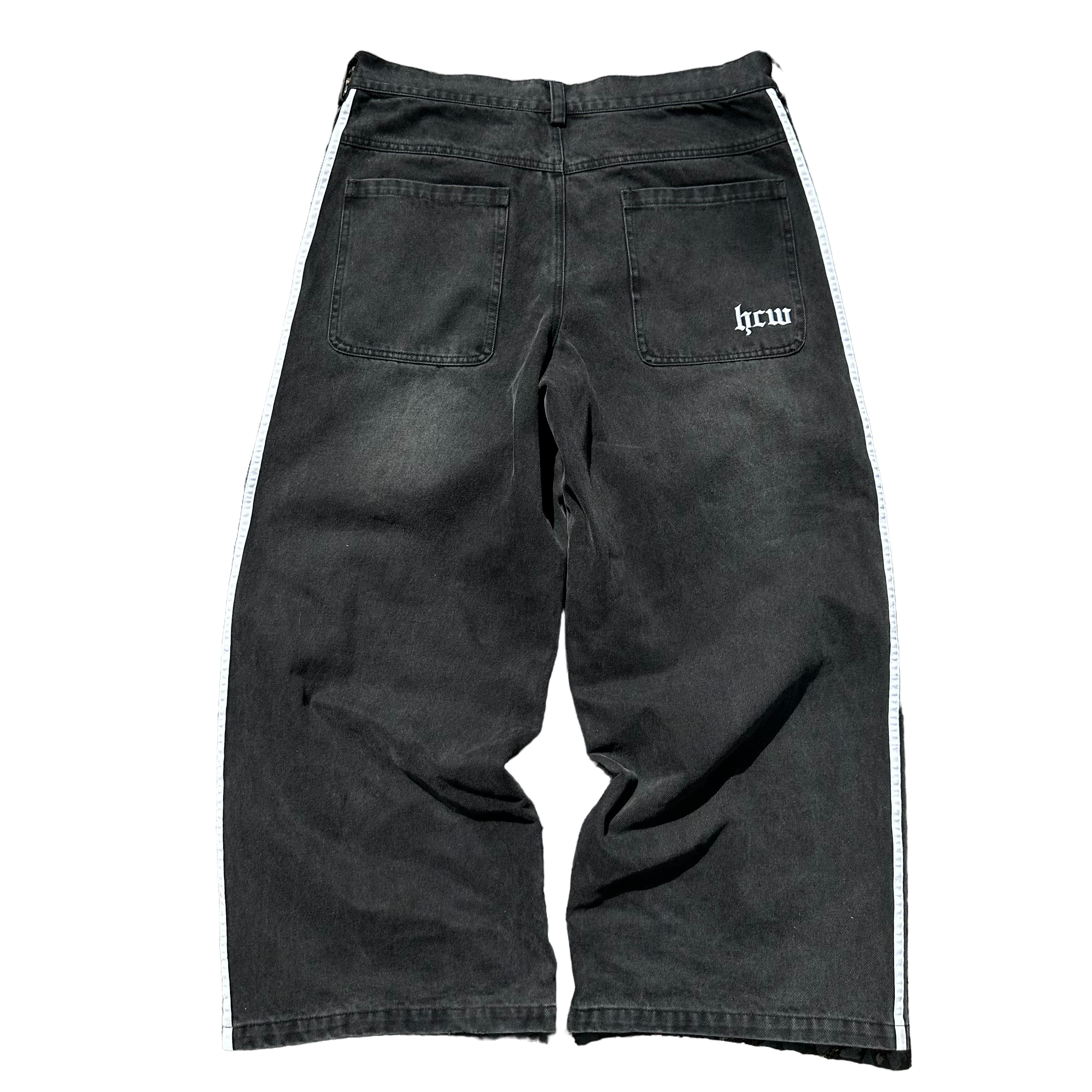 TRACK JEANS (BLACK/WHITE)-IYAMIUIO