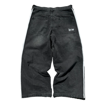 TRACK JEANS (BLACK/WHITE)-IYAMIUIO