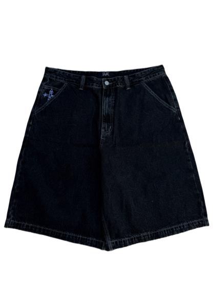 White Stitch Cross Jorts-IYAMIUIO