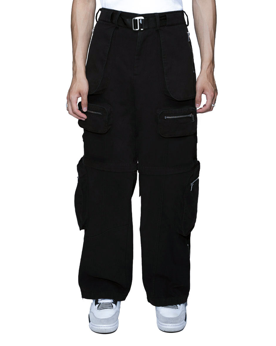 Detachable Cargo Pants Black-IYAMIUIO