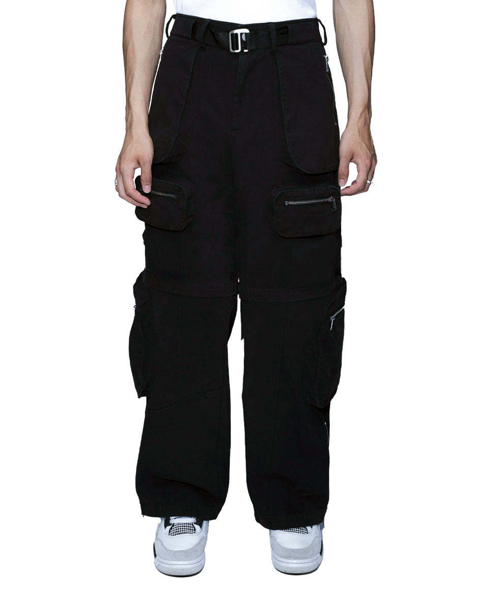 Detachable Cargo Pants Black-IYAMIUIO