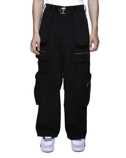 Detachable Cargo Pants Black-IYAMIUIO