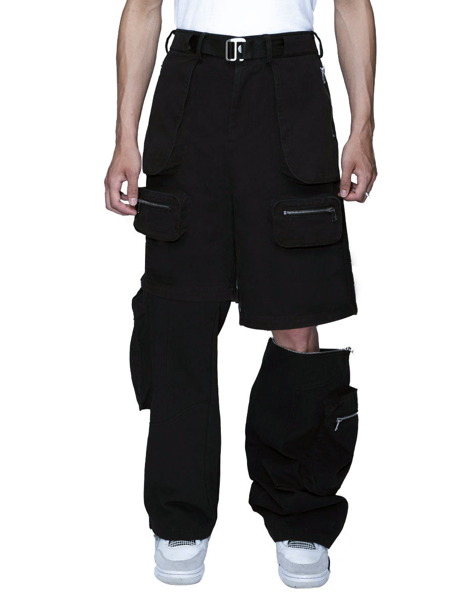 Detachable Cargo Pants Black-IYAMIUIO