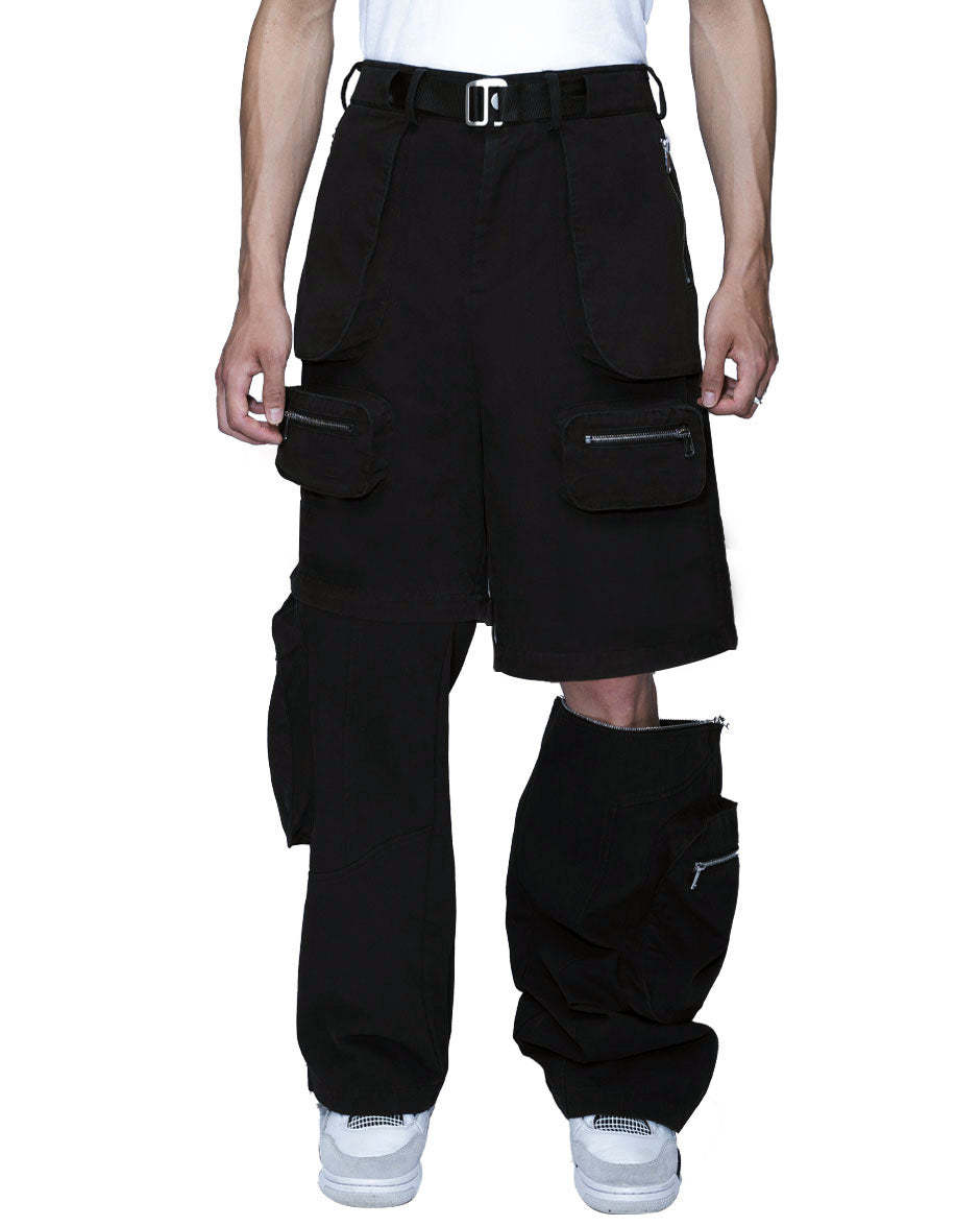 Detachable Cargo Pants Black-IYAMIUIO