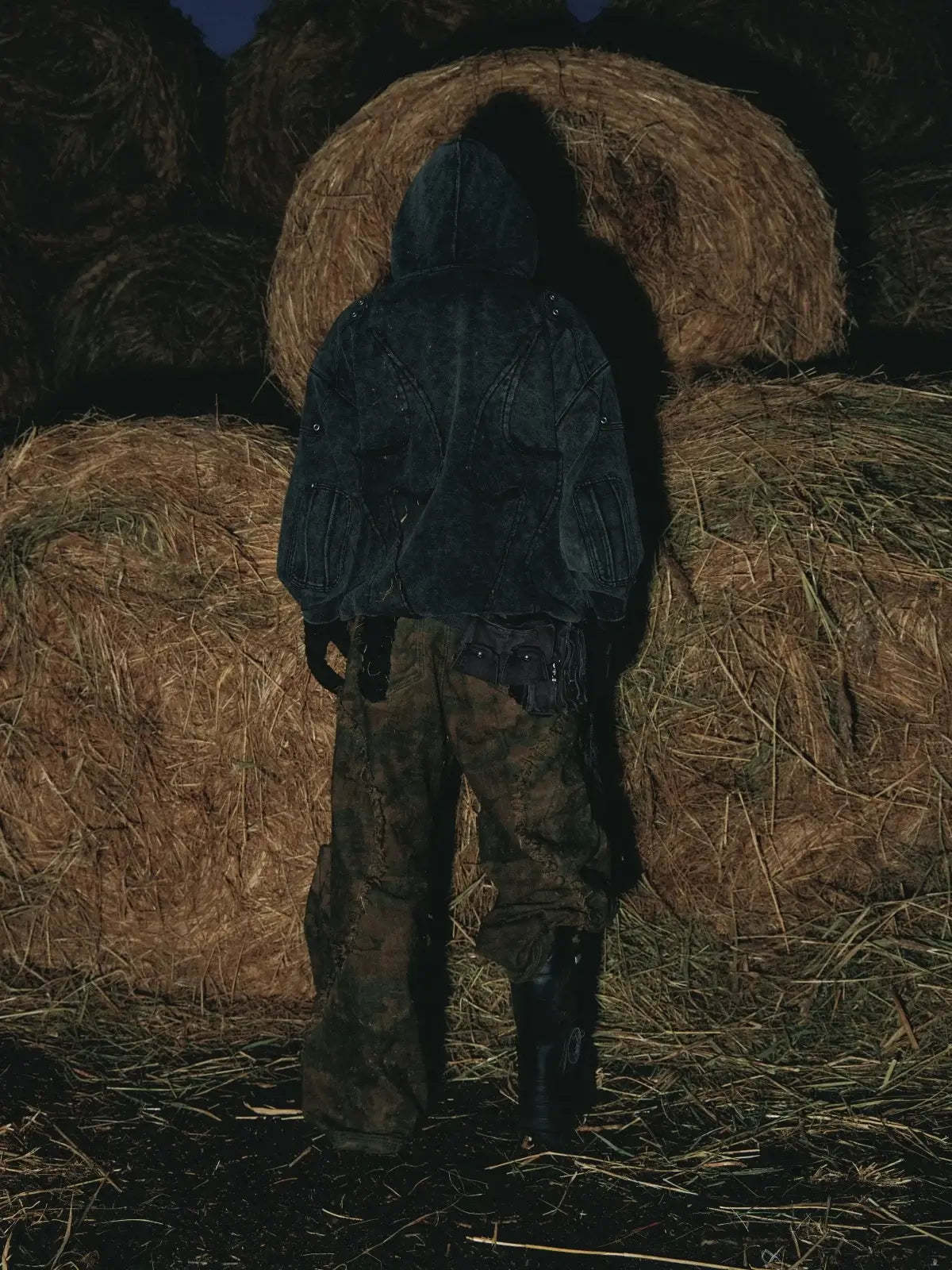 Personsoul Camo Patchwork Bootcut Jeans-IYAMIUIO