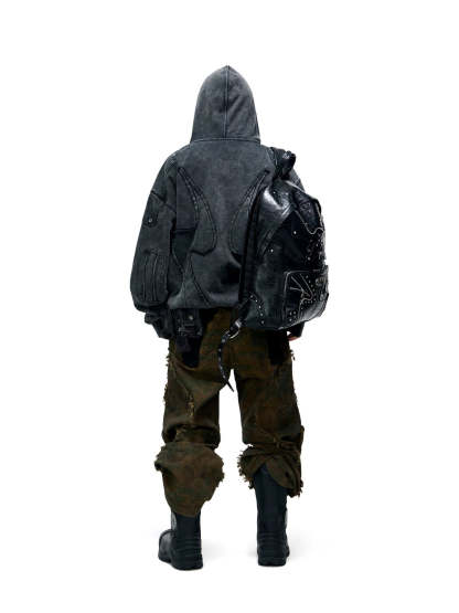 Personsoul Camo Patchwork Bootcut Jeans-IYAMIUIO