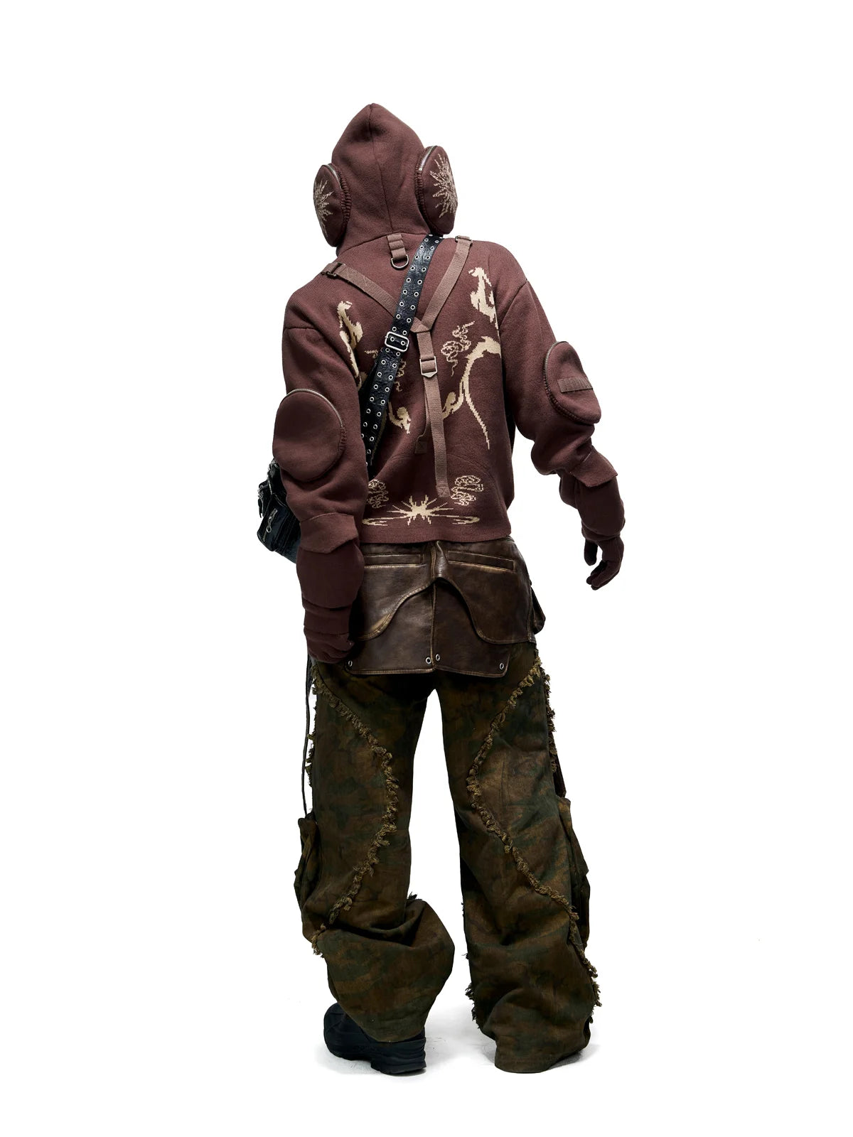 Personsoul Camo Patchwork Bootcut Jeans-IYAMIUIO