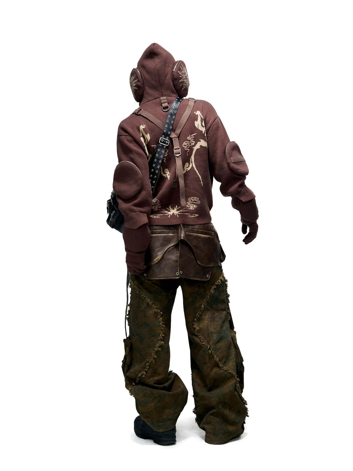 Personsoul Camo Patchwork Bootcut Jeans-IYAMIUIO