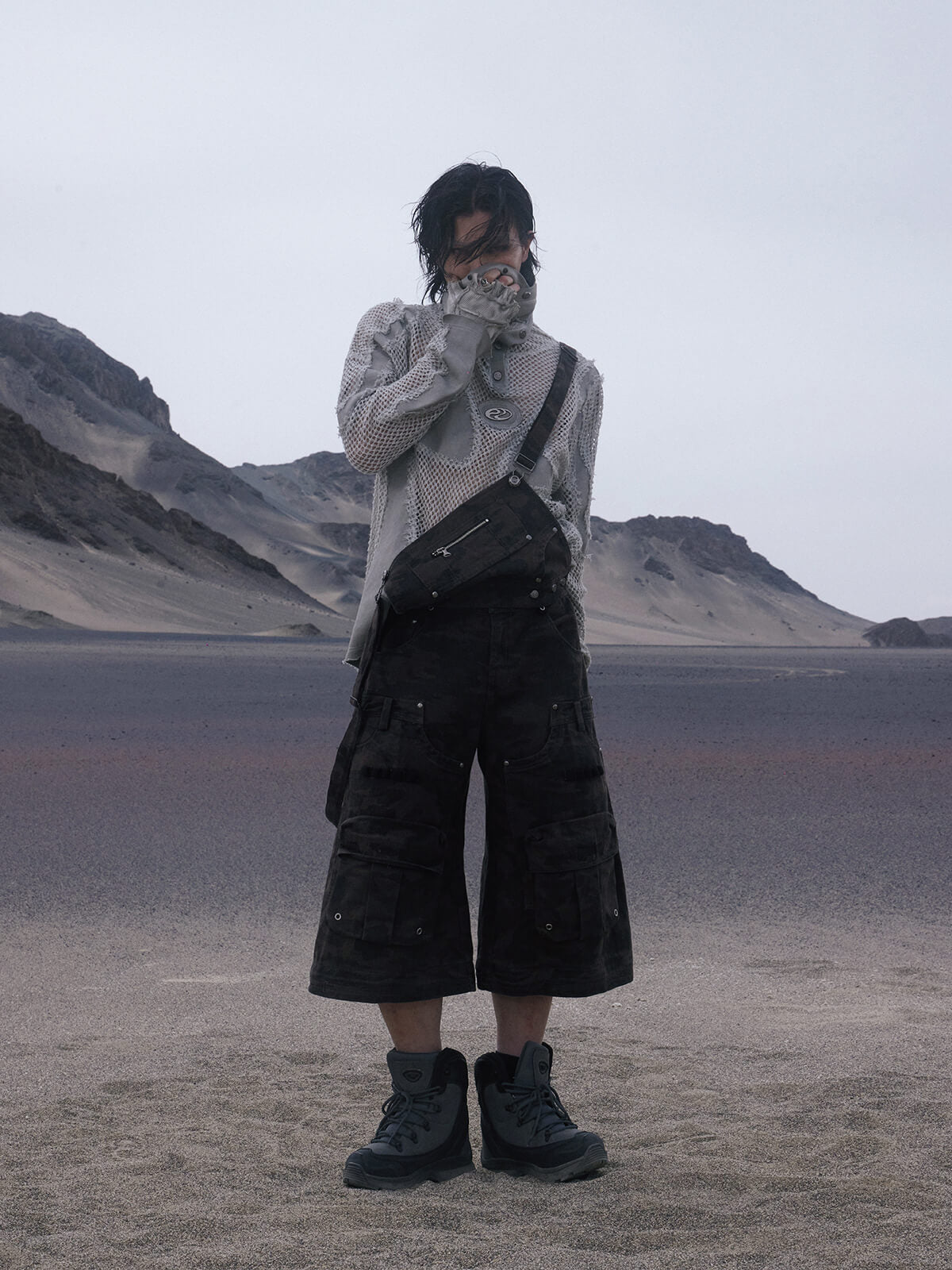 Personsoul Brown Camo Overalls with Zip-Off Legs-IYAMIUIO