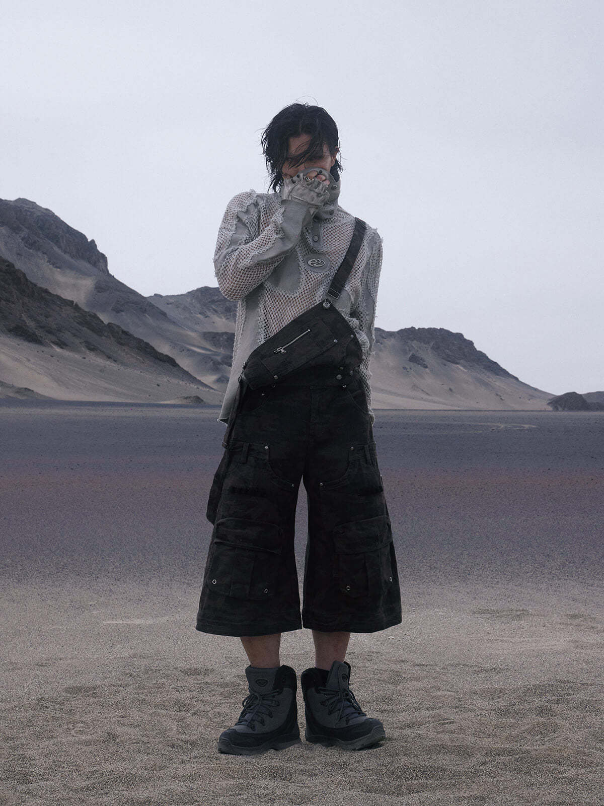 Personsoul Brown Camo Overalls with Zip-Off Legs-IYAMIUIO