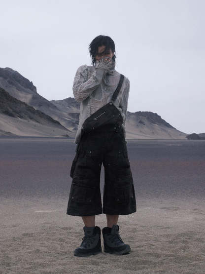 Personsoul Brown Camo Overalls with Zip-Off Legs-IYAMIUIO