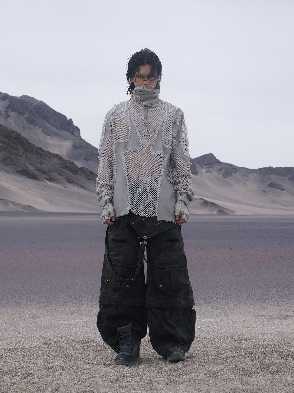 Personsoul Brown Camo Overalls with Zip-Off Legs-IYAMIUIO